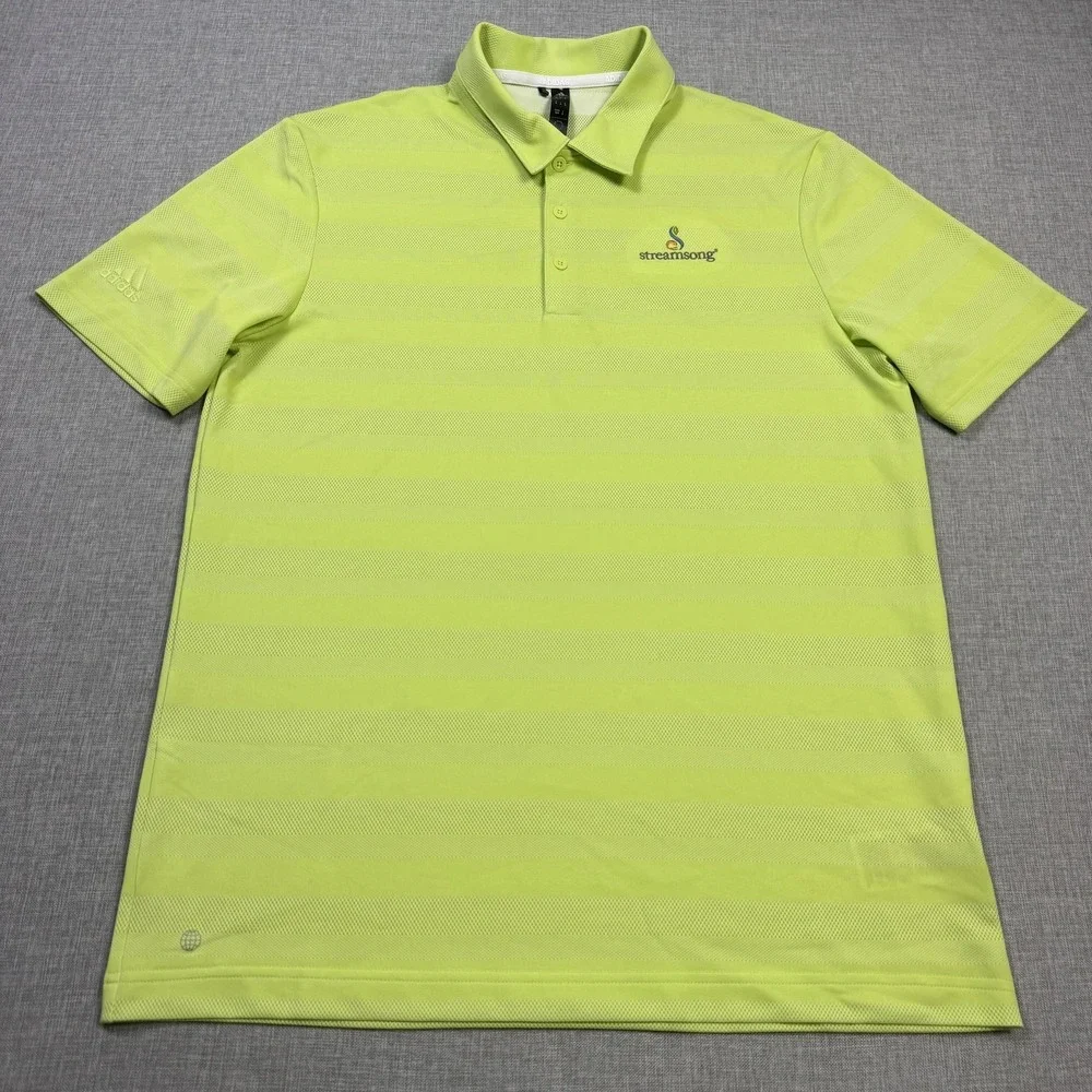 Adidas Streamsong Golf Polo Shirt Mens Medium Green Polyester Moisture Wicking